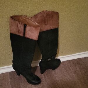 Giani Bernini Black and Brown Over the Knee Boots